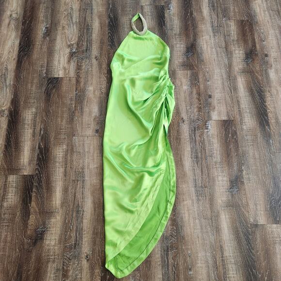 Retrofete Maria Dress in Lime Punch Green Rhinestone Neckline Open Back Small - Picture 2 of 12